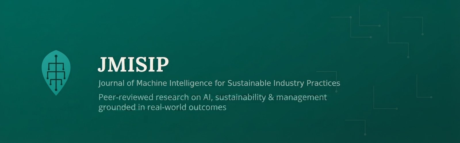 Journal of Machine Intelligence for Sustainable Industry Practices — homepage banner with journal name and tagline